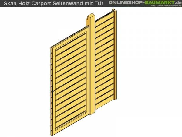 Skan Holz Seitenwand für Carport 141 x 200 cm mit Tür Profilschalung Skan Holz Seitenwand für Carport 141 x 200 cm mit Tür Profilschalung