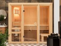 Osb smart choice Sauna Roma 2 inkl. 3,6 kW Ofen ext. Steuerung - ohne Dachkranz