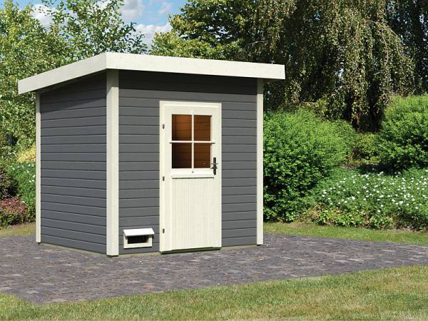 Karibu Saunahaus Nella 38 mm ohne Ofen terragrau Karibu Saunahaus Nella 38 mm ohne Ofen terragrau