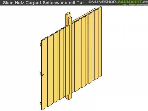 Skan Holz Seitenwand für Carport 141 x 200 cm mit Tür Deckelschalung Skan Holz Seitenwand für Carport 141 x 200 cm mit Tür Deckelschalung