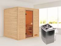 Karibu Sauna Anja - Classic Saunatür - 4,5 kW Ofen integr. Strg. - ohne Dachkranz