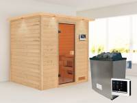 Karibu Sauna Adelina 4,5 kW Ofen integr. Strg mit Dachkranz