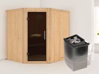 Karibu Sauna Siirin 68 mm- moderne Saunatür- 4,5 kW Ofen integr. Strg- ohne Dachkranz