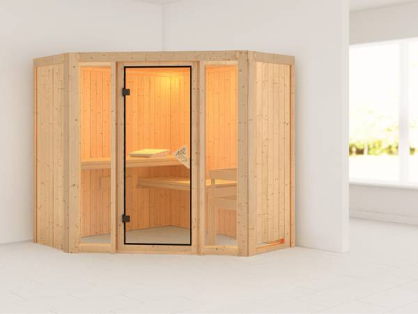 Flora 1 - Karibu Sauna ohne Ofen - ohne Dachkranz - Flora 1 - Karibu Sauna ohne Ofen - ohne Dachkranz -