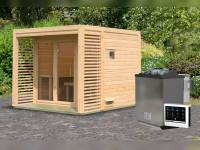 Osb samrt choice Saunahaus Patio 3, 38 mm naturbelassen -inkl. 9 kW Bioofen ext. Steuerung- inkl. Dacheindeckung und Fußboden