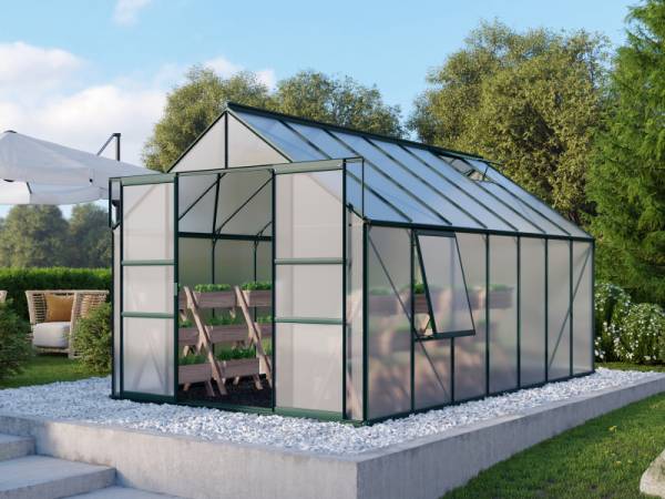 Vitavia Gewächshaus Meridian 2, 11500 HKP 4 mm, smaragd, mit Doppelschiebetür