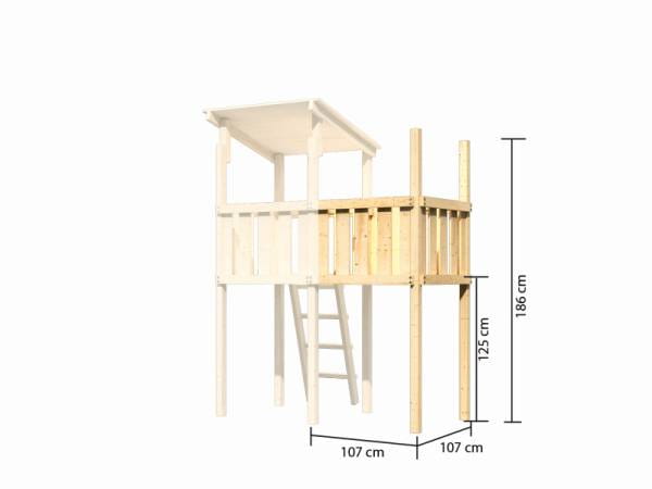 Akubi Spielturm Anna + Rutsche grün + Doppelschaukelanbau Klettergerüst + Anbauplattform + Kletterwand