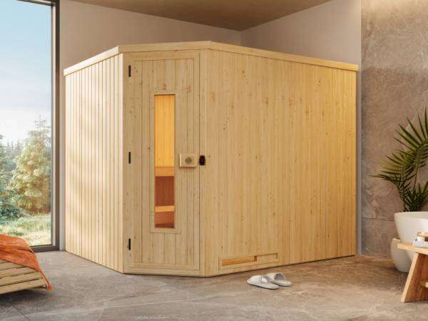 Weka Elementsauna Varberg 4, inkl. 9 kW Bioofen digitale Steuerung (BioS), isolierte Holztür