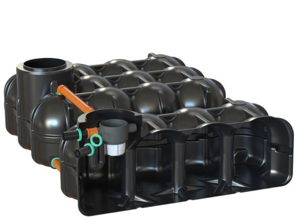 Nautilus Flachtank-Zisterne Hudson DUO 10.000 Liter, 1 Behälter mit Korbfilter & Siphon
