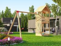 Weka Kinderspielturm Tabaluga mit Satteldach inkl. Anbauschaukel, Nestschaukel und Sandkasten