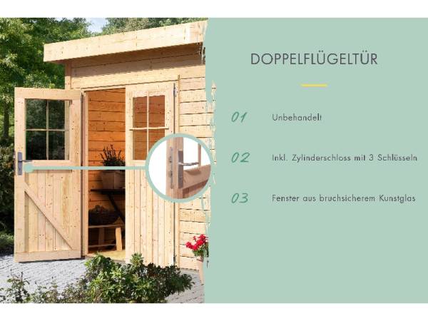 Karibu Gartenhaus Tintrup 2-Raum-Haus natur 28 mm
