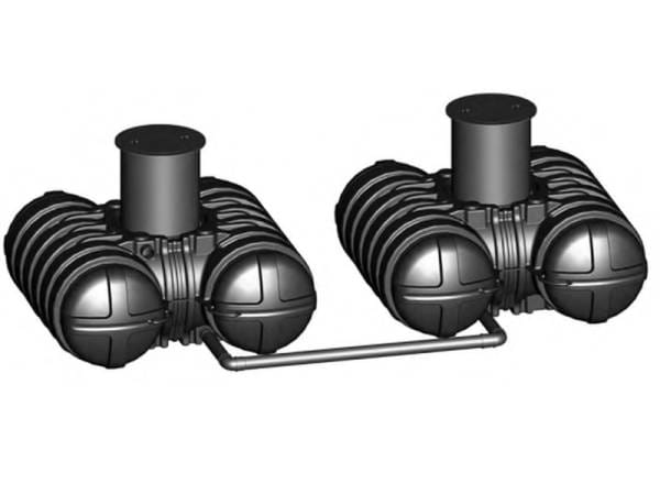 Roth Flachtank - Zisterne Twinbloc 10000 Liter (2 x 5000 L) mit Filterkorb, höhenverstabllbarem Domschacht und Abdeckung