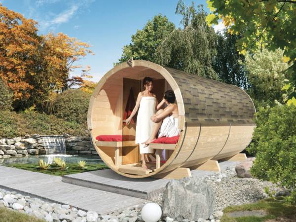 Karibu Fass - Sauna 3 42 mm ohne Ofen - Saunahaus Karibu Fass - Sauna 3 42 mm ohne Ofen - Saunahaus