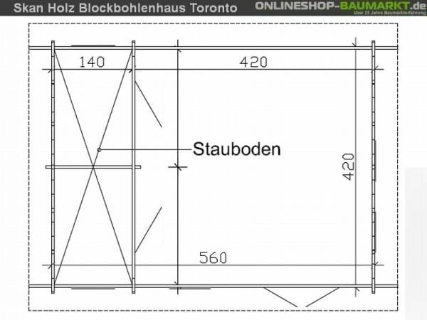 Skan Holz Blockbohlenhaus Toronto 2 70plus, 560 x 420 cm