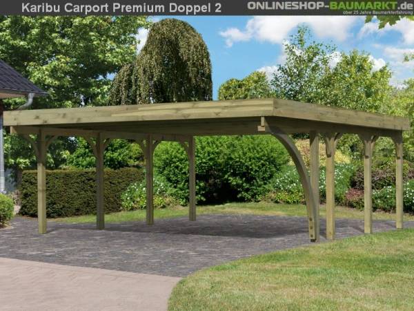 Karibu Carport Premium Doppel 2 mit 1 Einfahrtsbogen kdi Karibu Carport Premium Doppel 2 mit 1 Einfahrtsbogen kdi