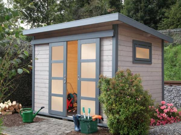 Wolff Pultdachhaus Pulti 28 ST-B mit Schiebetür naturbelassen Wolff Pultdachhaus Pulti 28 ST-B mit Schiebetür naturbelassen