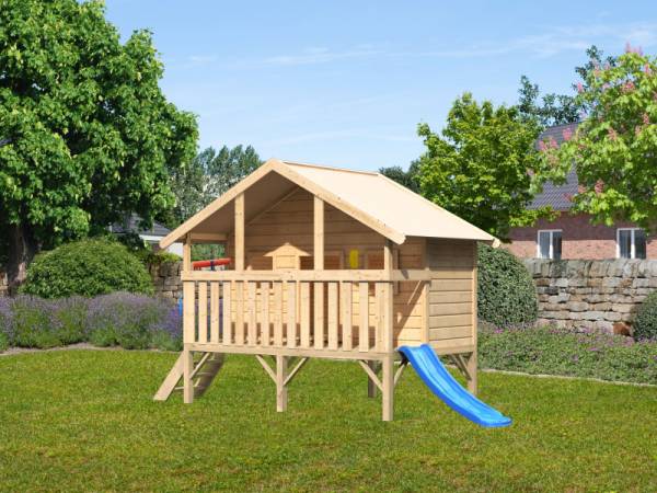 Akubi Spielhaus Maxi Sparset mit blauer Rutsche Akubi Spielhaus Maxi Sparset mit blauer Rutsche