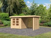 Karibu Woodfeeling Gartenhaus Askola 2 inkl. 2,4 m Anbaudach mit Lamellenwänden