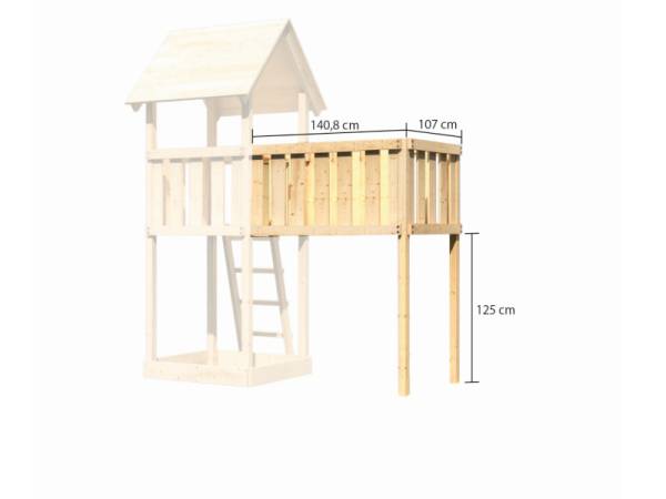 Akubi Spielturm Lotti Satteldach + Doppelschaukel + Anbauplattform XL + Netzrampe