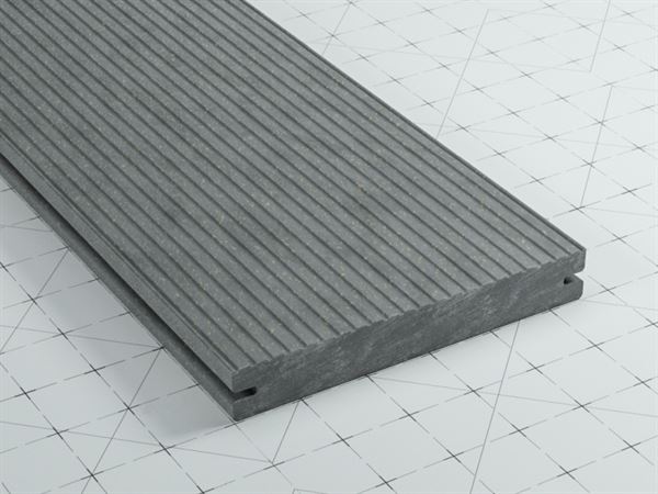 WPC Basic Terrassendiele 4 Meter 18 x 137 mm Quarzgrau, Massivprofil geriffelt