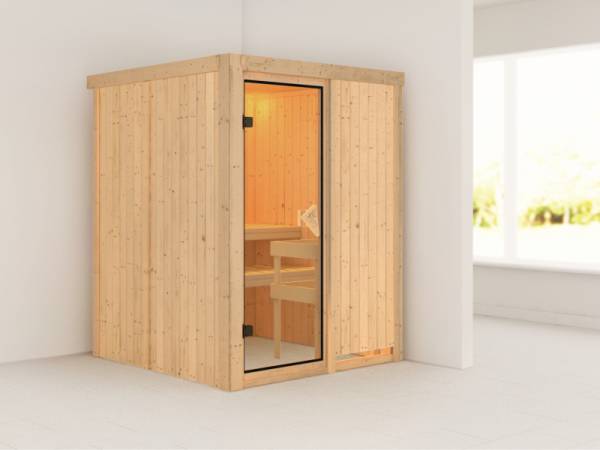 Minja - Karibu Sauna Plug & Play ohne Ofen - ohne Dachkranz - Minja - Karibu Sauna Plug & Play ohne Ofen - ohne Dachkranz -
