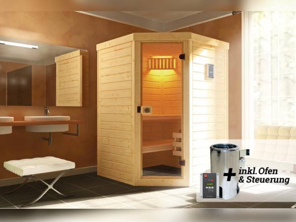Weka Sauna Laukkala Gr.1 inkl. 3,6 kW OS inkl. Saunaleuchten Set