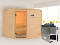 Karibu Sauna Tilda inkl. 9 kW Ofen ext. Steuerung mit klassischer Saunatür -ohne Dachkranz-