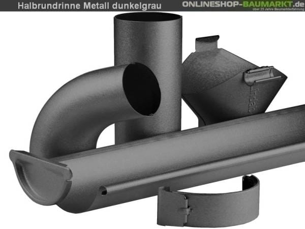 Metall-Dachrinne dunkelgrau Viereckdach 2 x 500 cm/ 2 x 800 cm