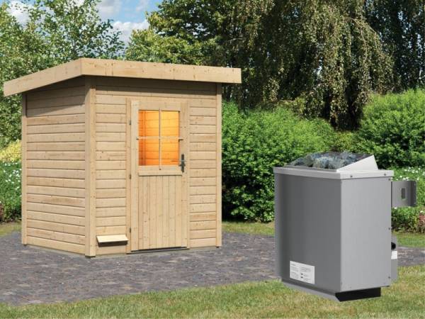 Karibu Saunahaus Jana 38 mm mit 9 kW Ofen integr. Strg Karibu Saunahaus Jana 38 mm mit 9 kW Ofen integr. Strg