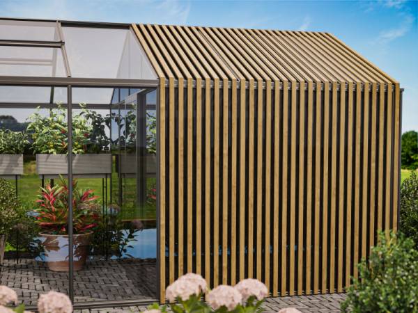 Bloomcabin Gewächshaus Klassik 6 inkl. großem Stauraum mit Accoya-Holzelementen