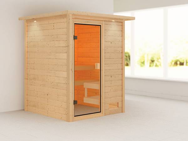 Karibu Woodfeeling Sauna Sandra mit Dachkranz 38 mm Karibu Woodfeeling Sauna Sandra mit Dachkranz 38 mm