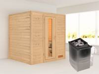 Karibu Sauna Anja inkl. 9 kW Ofen integr. Steuerung, mit energiesparender Saunatür -ohne Dachkranz-