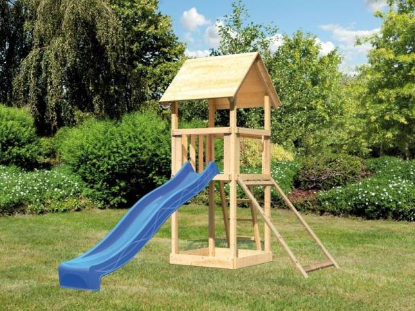 Akubi Spielturm Lotti mit Netzrampe und Rutsche blau Akubi Spielturm Lotti mit Netzrampe und Rutsche blau