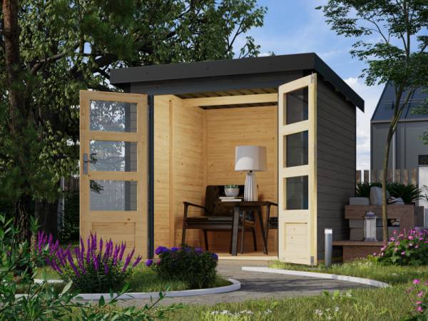 Karibu Hybrid Gartenhaus Jupiter 2 B terragrau/anthrazit