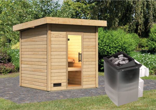 Karibu Saunahaus Caapi 3, inkl. 9 kW Ofen integr. Steuerung - mit Klarglastür und Fußboden Karibu Saunahaus Caapi 3, inkl. 9 kW Ofen integr. Steuerung - mit Klarglastür und Fußboden