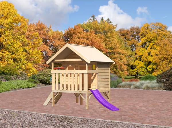 Akubi Spielhaus Mini Sparset mit violetter Rutsche