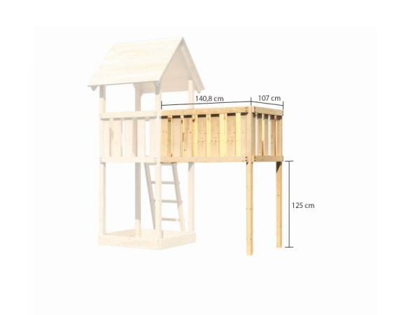 Akubi Spielturm Danny Satteldach + Doppelschaukelanbau Klettergerüst + Anbauplattform XL + Kletterwand