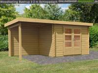 Karibu Woodfeeling Gartenhaus Bastrup 3 mit Schleppdach 2 Meter Rück- und Seitenwand