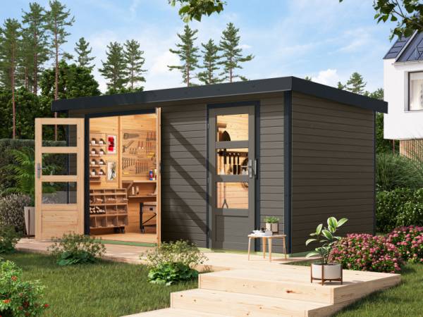 Karibu Hybrid Gartenhaus Merkur 1 B terragrau/anthrazit Karibu Hybrid Gartenhaus Merkur 1 B terragrau/anthrazit