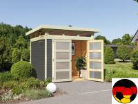 EM Aktion für SPANIEN - Karibu EM Gartenhaus Sommersdorf 4 terragrau 19 mm
