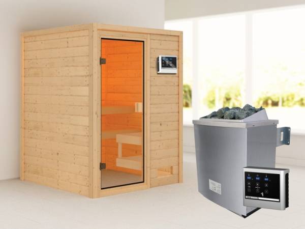 Karibu Woodfeeling Sauna Sandra mit 9 kW Ofen ext. Strg Karibu Woodfeeling Sauna Sandra mit 9 kW Ofen ext. Strg