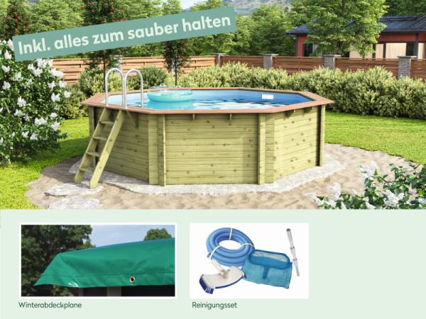 Wolff Finnhaus Pool Modell B inkl. Abdeckplane und Reinigungsset Wolff Finnhaus Pool Modell B inkl. Abdeckplane und Reinigungsset