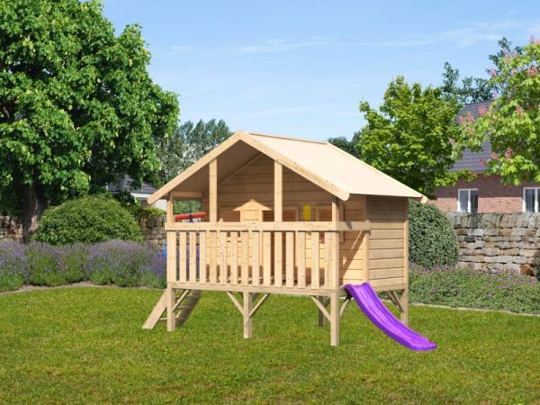 Akubi Spielhaus Maxi Sparset mit violetter Rutsche Akubi Spielhaus Maxi Sparset mit violetter Rutsche