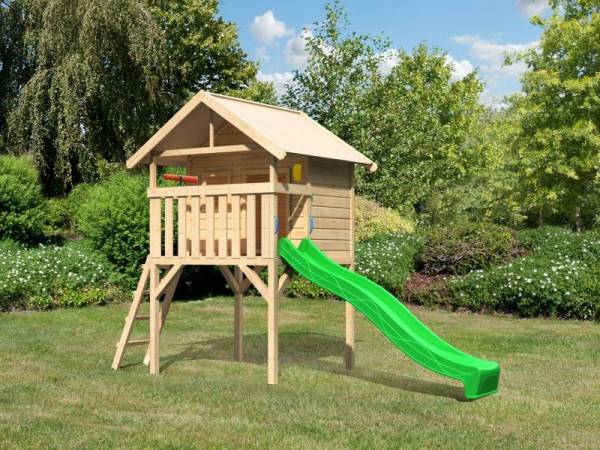 Akubi Spielhaus Leni mit Rutsche in grün und Spielset Akubi Spielhaus Leni mit Rutsche in grün und Spielset