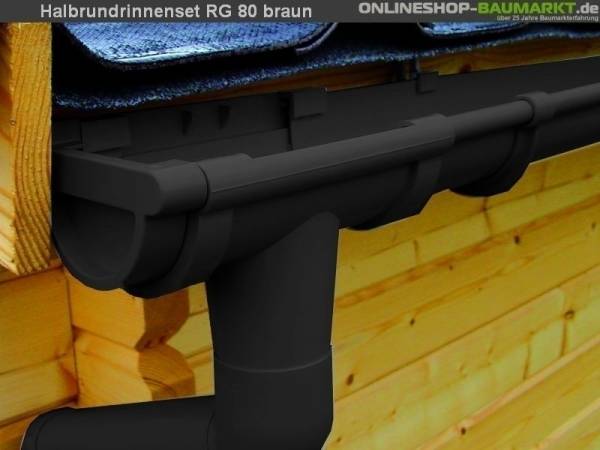Dachrinnen Set RG 80 braun 460 x 320 cm Walmdach