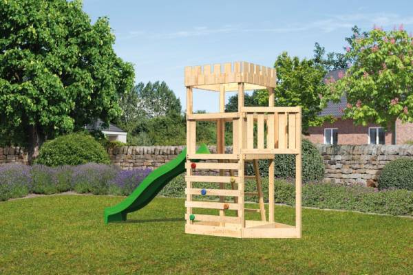 Akubi Ritterburg Löwenherz + Rutsche + Kletterwand + Schiffsanbau oben