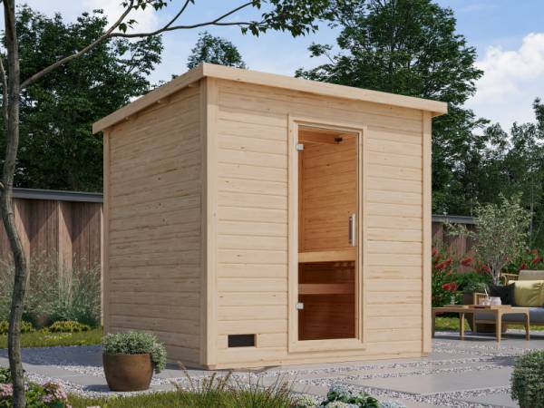 Karibu Saunahaus Caapi 4, ohne Ofen, inkl. Klarglastür und Fußboden Karibu Saunahaus Caapi 4, ohne Ofen, inkl. Klarglastür und Fußboden