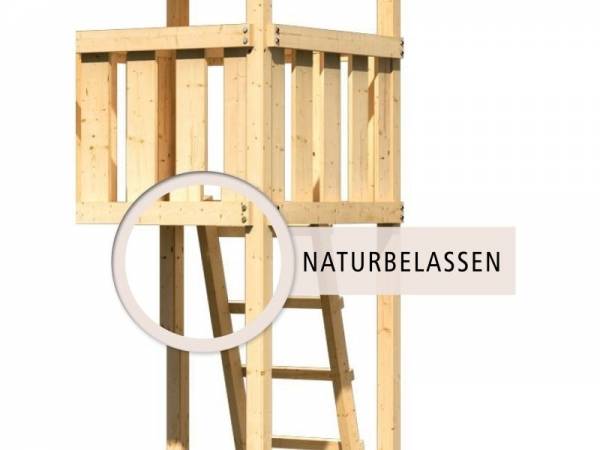 Akubi Spielturm Lotti natur- Anbauplattform- Doppelschaukel inkl. Klettergerüst- Rutsche rot