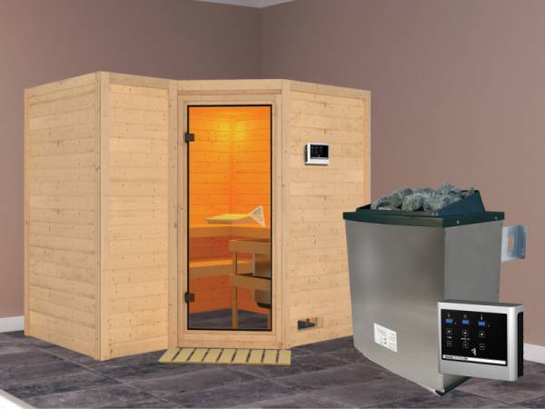 Sahib 2 - Karibu Sauna inkl. 9-kW-Ofen - ohne Dachkranz -