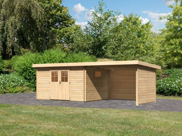 Karibu Gartenhaus Torgau 4 natur mit Anbaudach 3,2 m inkl. Rück- und Seitenwand Karibu Gartenhaus Torgau 4 natur mit Anbaudach 3,2 m inkl. Rück- und Seitenwand